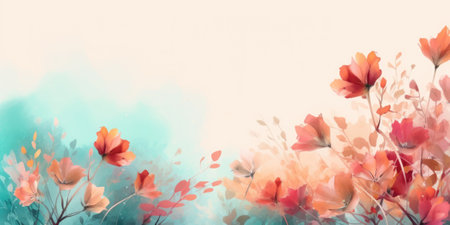 beautiful abstract teal pink orange watercolor floral design background. beautiful Generative AI AIG32の素材
