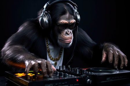 Photo of a DJ chimpanzee. beautiful Generative AI AIG32の素材