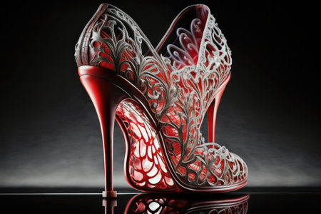 prototype of 3d printing high heels for futuristic fashion. superlative generative AI image.の素材