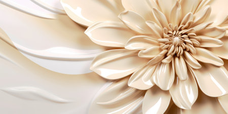 Beautiful abstract beige and white glossy metallic floral design background. beautiful Generative AI AIG32の素材