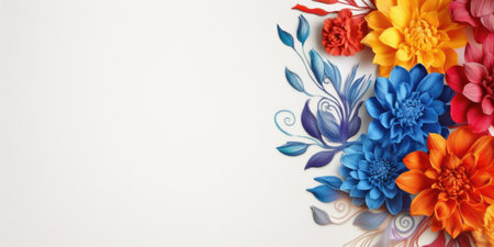 beautiful abstract red yellow blue pencil drawing floral design background. beautiful Generative AI AIG32の素材