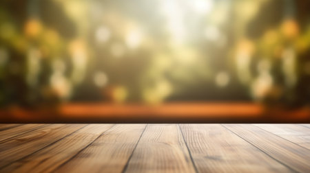 The empty wooden table top with blur background of empty room . Exuberant image.の写真素材