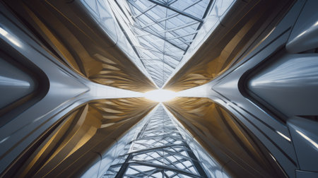 Architectural abstract background with gold and grey color. Generative AI image AIG30.の素材