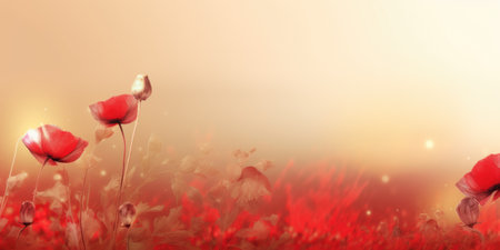 Beautiful abstract red and gold misty morning photo floral design background banner. beautiful Generative AI AIG32の素材