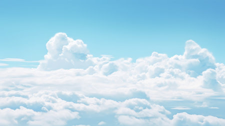 Beautiful sky on colorful gentle light day background. Sunny and fluffy clouds with pastel tone and...
