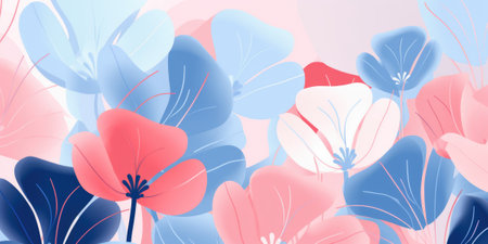 Beautiful abstract pink blue pastel simple doodle cartoon floral design background. beautiful Generative AI AIG32の素材