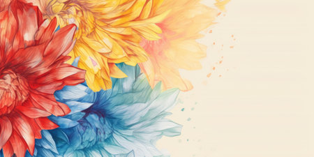 beautiful abstract red yellow blue pencil drawing floral design background. beautiful Generative AI AIG32の素材