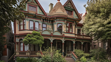 Home architecture design in Ranch Style with Swimming pool constructed by Stucco and brick material. Californian casual. Generative AI AIG25 .の素材