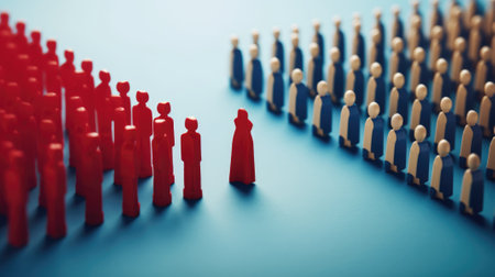 discrimination conceptual image, people divided, miniature toy model, red and blue color. beautiful Generative AI AIG32の素材