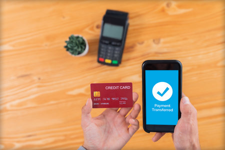 Fast and secure transactions using QR code technology on mobile banking app, enabling seamless cashless payments via barcode scanning for modern shopping lifestyle with smartphone application. Entityの写真素材