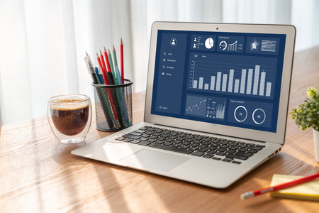 Business data dashboard provide modish business intelligence analytic for marketing strategy planningの写真素材
