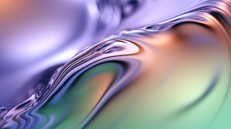 The close up of a glossy metal surface in lavender, mint green, and olive green colors with a soft focus. 3D illustration of exuberant.の写真素材