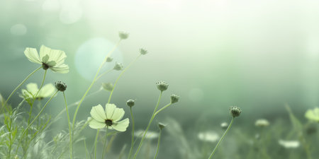 Beautiful abstract green misty morning photo floral design background banner. beautiful Generative AI AIG32の素材