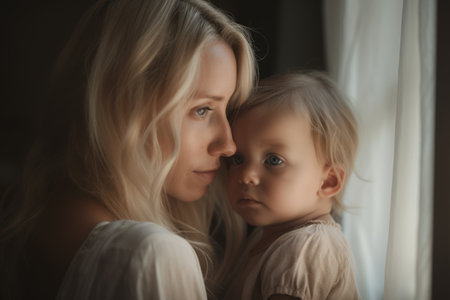 The strength and beauty of scandinavian motherhood in a single image. Generative AI AIG18.の素材