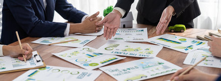 Eco business company meeting with group of business people planning strategy and discuss marketing...