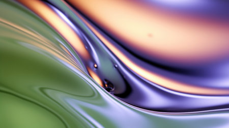 The close up of a glossy metal surface in lavender, mint green, and olive green colors with a soft focus. 3D illustration of exuberant.の写真素材