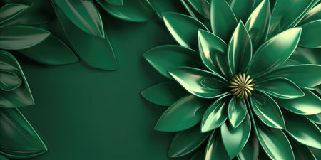 Beautiful abstract green glossy metallic floral design background. beautiful Generative AI AIG32の素材