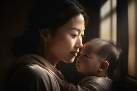 The strength and beauty of chinese motherhood in a single image. Generative AI AIG18.の素材