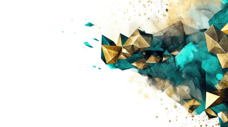 Abstract watercolor artwork mixed with buzzy geometric shapes for background of social media banner generative AI imageの素材