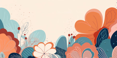Beautiful abstract colorful simple doodle cartoon floral design background. beautiful Generative AI AIG32の素材