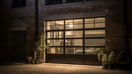 Home architecture design in Contemporary Style with Floor-to-ceiling constructed by Steel and Glass material. Contemporary modern style. Generative AI AIG25 .の素材