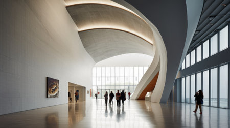 cultural center entrance hall of conventional center, modern architecture. beautiful Generative AI AIG32の素材