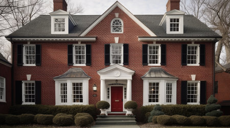 Home architecture design in Art Deco Style with Circular driveway constructed by Concrete and Glass material. Streamlined moderne design. Generative AI AIG25 .の素材