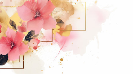 Watercolor abstract design for background of wedding or buzzy social media banner on white background generative AIの素材