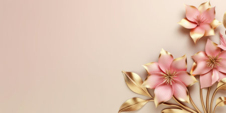Beautiful abstract gold and pink floral design background. beautiful Generative AI AIG32の素材
