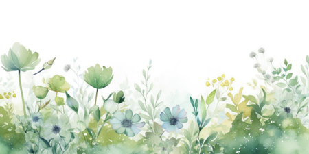 Beautiful abstract green watercolor floral design background. beautiful Generative AI AIG32の素材