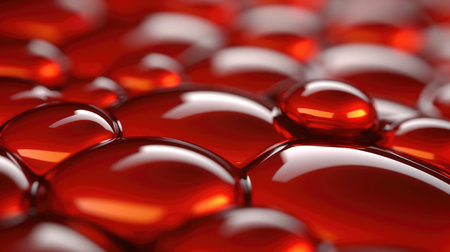 The close up of a glossy metal surface in red color with a soft focus. Generative AI AIG30.の素材