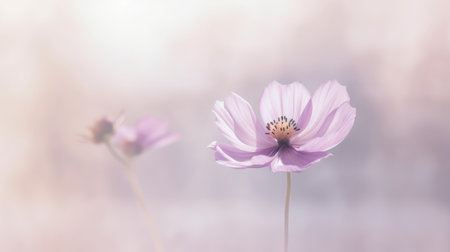 Beautiful blossom lavender purple and pink flower and fresh spring morning nature on isolated background. Picturesque generative AIの素材