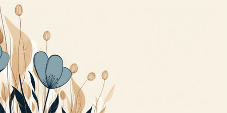 Beautiful abstract beige blue off-white simple doodle cartoon floral design background. beautiful Generative AI AIG32の素材