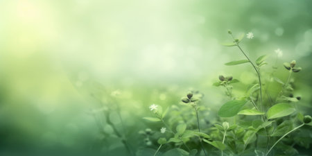 Beautiful abstract green misty morning photo floral design background banner. beautiful Generative AI AIG32の素材