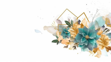 Watercolor abstract design for background of wedding or buzzy social media banner on white background generative AIの素材