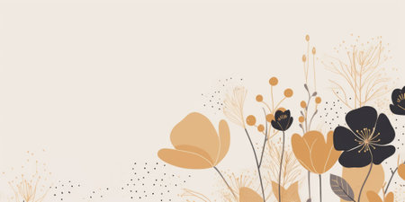 Beautiful abstract gold simple doodle cartoon floral design background. beautiful Generative AI AIG32の素材
