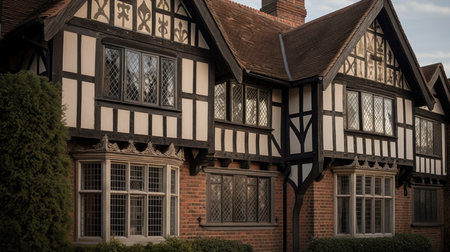 Home architecture design in Craftsman Style with Front porch constructed by Wood and stone material. Mountain craftsman. Generative AI AIG25 .の素材