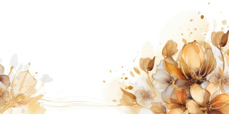 Beautiful abstract gold watercolor floral design background. beautiful Generative AI AIG32の素材