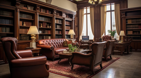 Inspiring office interior design Classic style Corporate Office with Open Space Design featuring Timeless elegance architecture. Generative AI AIG 31.の素材