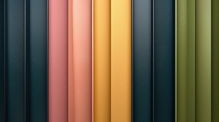 The abstract background of metal texture with empty space in forest green, blush pink, buttercup yellow, and navy blue colors. 3D illustration of exuberant.の写真素材