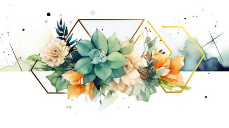 Watercolor abstract design for background of wedding or buzzy social media banner on white background generative AIの素材