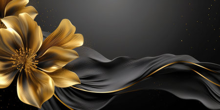 Beautiful abstract black and gold luxury floral design background. beautiful Generative AI AIG32の素材