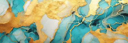 Abstract watercolor artwork mixed with buzzy geometric shapes for background of social media banner generative AI imageの素材