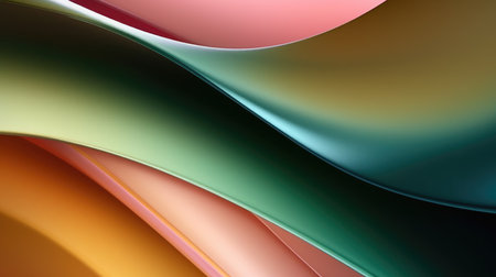 The close up of a glossy metal surface in green, blush pink, buttercup yellow, and navy blue color...