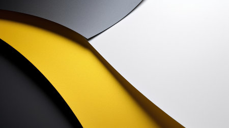 Background of three colors modern design, black, white and yellow. 3D illustration of exuberant.の写真素材