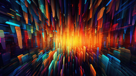 Digital abstract background with sci-fi neon light line pattern. Picturesque generative AIの素材