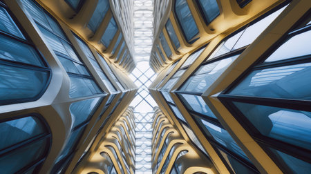 Architectural abstract background with gold and grey color. Generative AI image AIG30.の素材