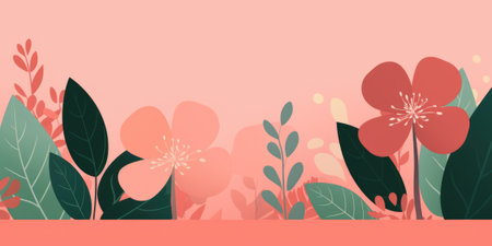 Beautiful abstract pink and green simple doodle cartoon floral design background. beautiful Generative AI AIG32の素材