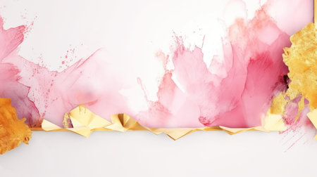 Abstract watercolor artwork mixed with buzzy geometric shapes for background of social media banner generative AI imageの素材