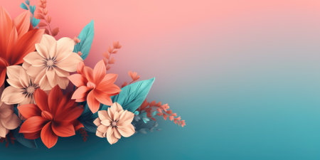 beautiful abstract teal pink orange floral design background. beautiful Generative AI AIG32の素材